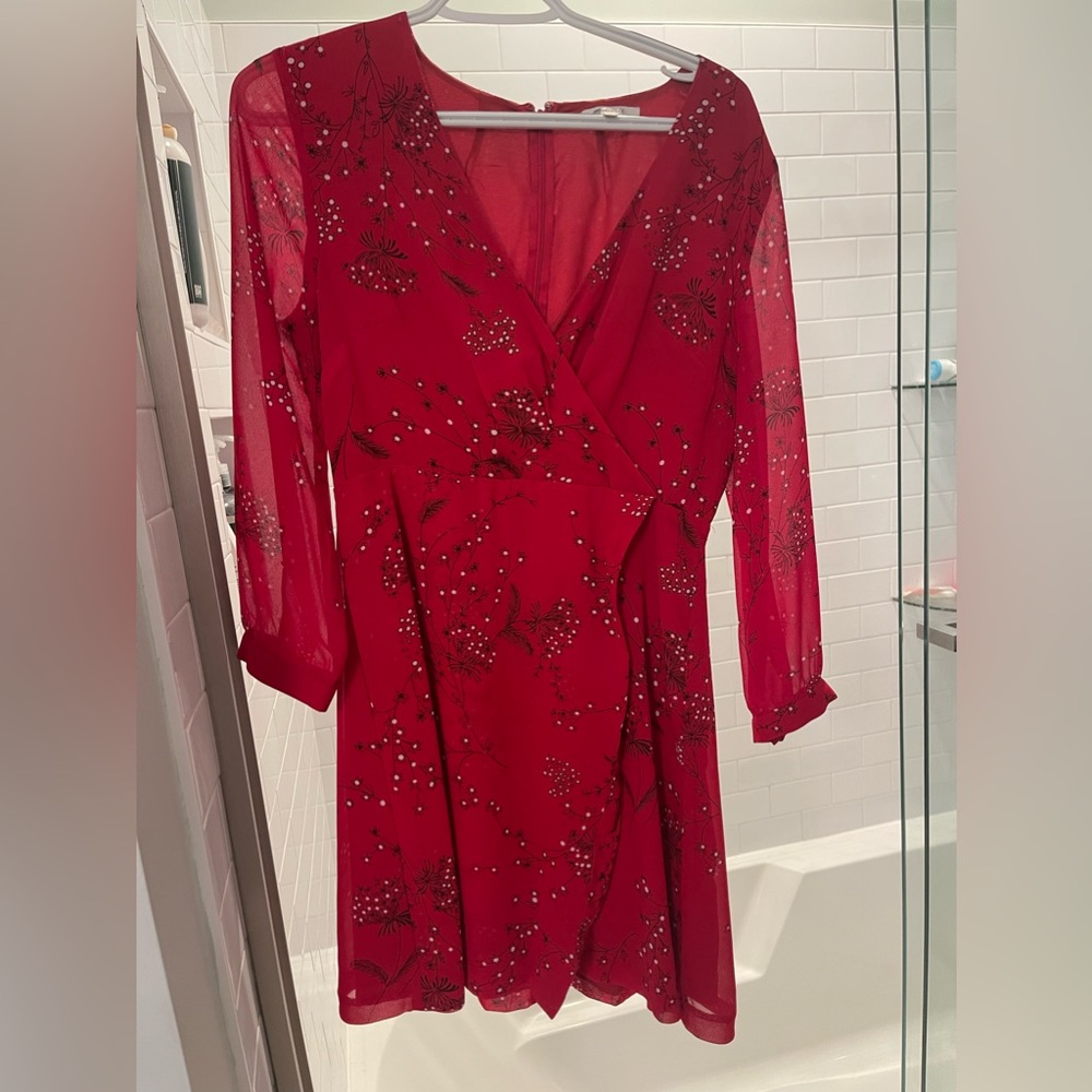 Madewell Red Long Sleeved Dress